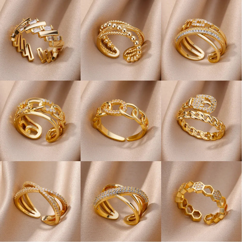 Gold Stainless Steel Rings YUMIII