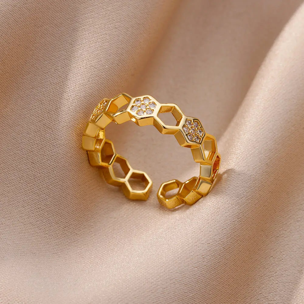Gold Stainless Steel Rings YUMIII