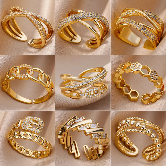 Gold Stainless Steel Rings YUMIII